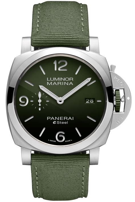 panerai esteel green|panerai luminor marina esteel review.